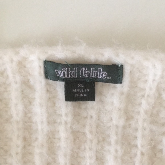 Wild Fable Wrap Sweater Pointelle Sleeves V Neckline Ivory - Picture 3 of 14